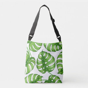 Monstera Aquarellmuster Tragetaschen Mit Langen Trägern
