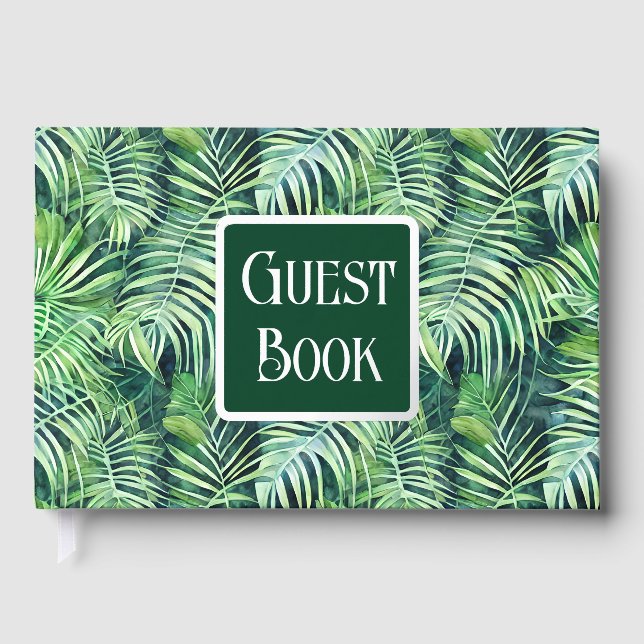 Monstera-Blatt-Echtfolie-Dschungel-Druckmuster Gästebuch (Vorderseite)