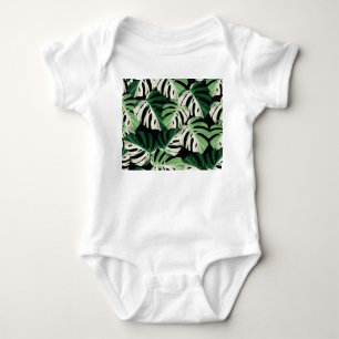 Monstera-Blatt Exotisches Schwarz Muster Baby Strampler