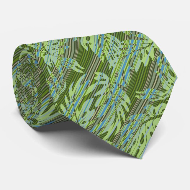Monstera Blatt-hawaiisches Streifen-doppelseitiges Krawatte (Gerollt)
