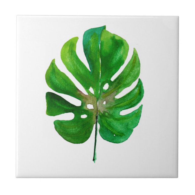 Monstera-Blatt-Keramikfliese Fliese (Vorderseite)