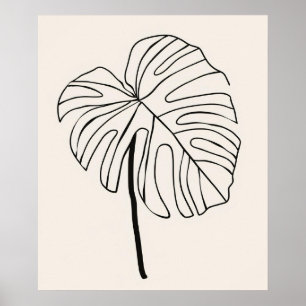 Monstera Blatt Pflanze minimalistisch moderne Line Poster