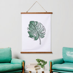 Monstera-Blatt Wandteppich Mit Holzrahmen