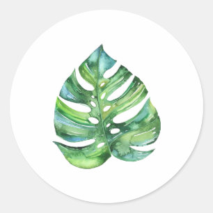 Monstera Blattaufkleber, tropisches Gefühl des Runder Aufkleber