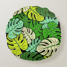 Monstera Blätter #3 Rundes Kissen