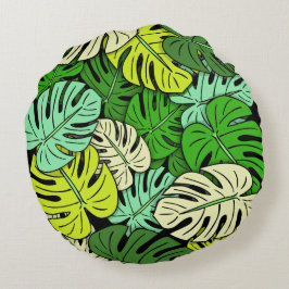 Monstera Blätter #3 Rundes Kissen