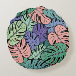 Monstera Blätter #8 Rundes Kissen