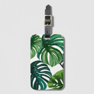 Monstera-Blätter Aquarell Moderne Botanik Gepäckanhänger