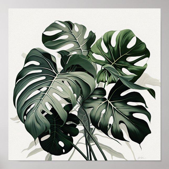 Monstera Blätter Art Print Poster (Vorne)