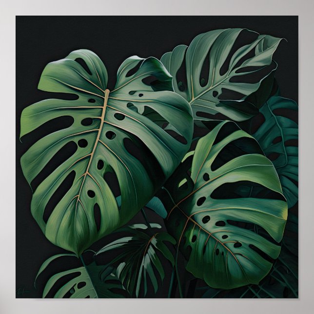 Monstera Blätter Art Print Poster (Vorne)