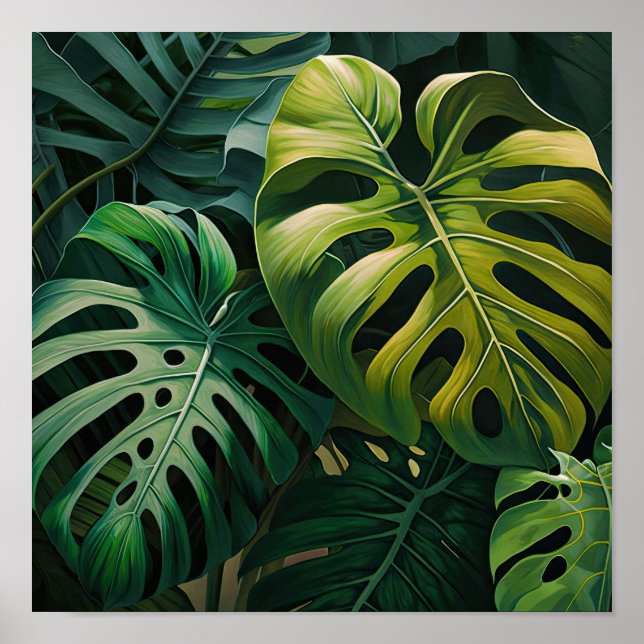 Monstera Blätter Art Print Poster (Vorne)