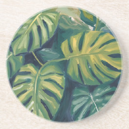 Monstera-Blätter Botanische Aquarellmalerei Getränkeuntersetzer