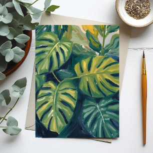 Monstera-Blätter Botanische Pflanzenmalerei Postkarte