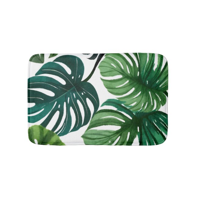 Monstera-Blätter | Botanisches modernes Grün Badematte (Vorderseite)