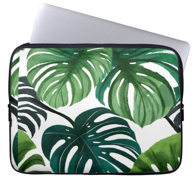 Monstera-Blätter | Botanisches modernes Grün Laptopschutzhülle (Vorderseite)