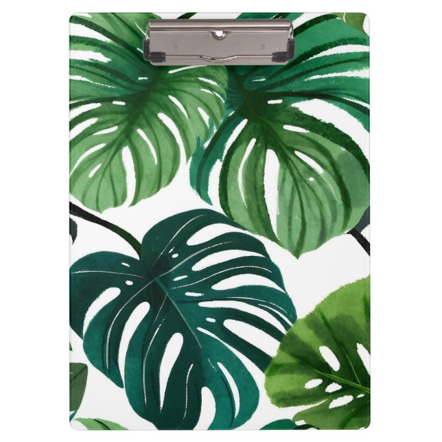 Monstera-Blätter | Einfache moderne Wasserfarbe Klemmbrett (Vorderseite)