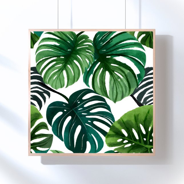 Monstera-Blätter | Einfache moderne Wasserfarbe Poster (Von Creator hochgeladen)