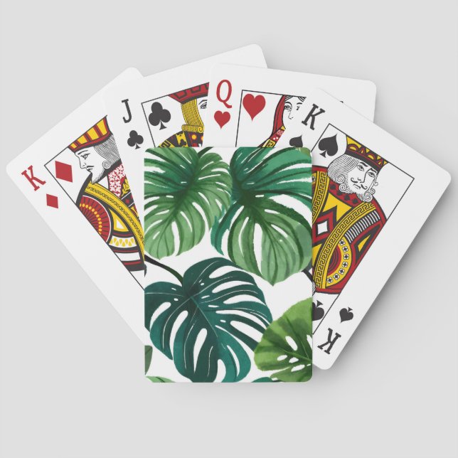 Monstera-Blätter | Einfache moderne Wasserfarbe Spielkarten (Rückseite)