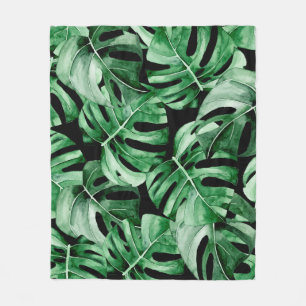 Monstera-Blätter Fleecedecke
