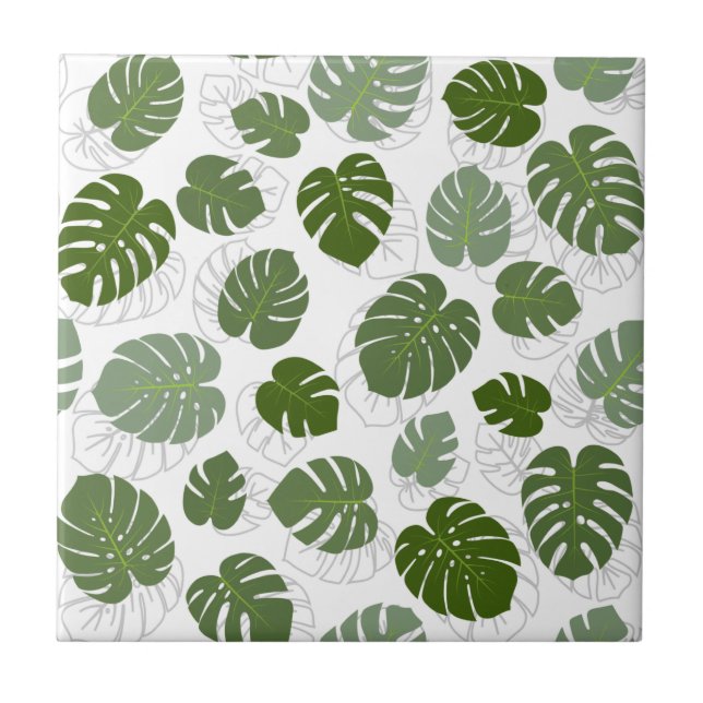 Monstera-Blätter Fliese (Vorderseite)