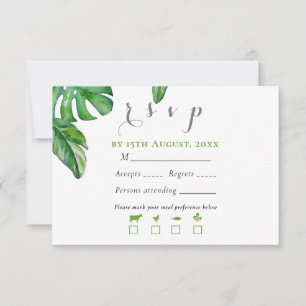 Monstera-Blätter für tropisches grünes Wasser RSVP Karte