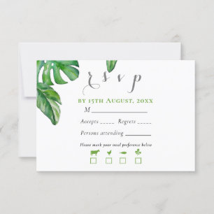 Monstera-Blätter für tropisches grünes Wasser RSVP Karte