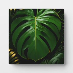 Monstera Blätter Gold Jungle Glamour Fotoplatte
