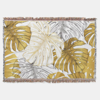 Monstera Blätter: Golden White Decke