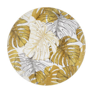 Monstera Blätter: Golden White Schneidebrett