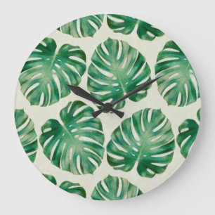 Monstera-Blätter Große Wanduhr