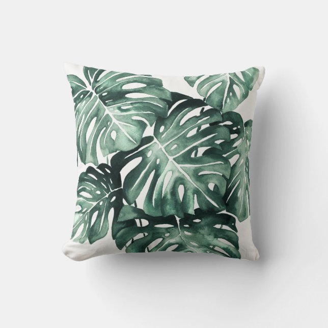 Monstera Blätter Illustration Kissen (Vorderseite)