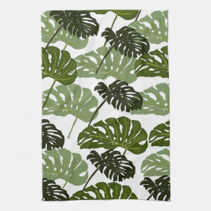 Monstera Blätter im grünen Küchenhandtuch Geschirrtuch