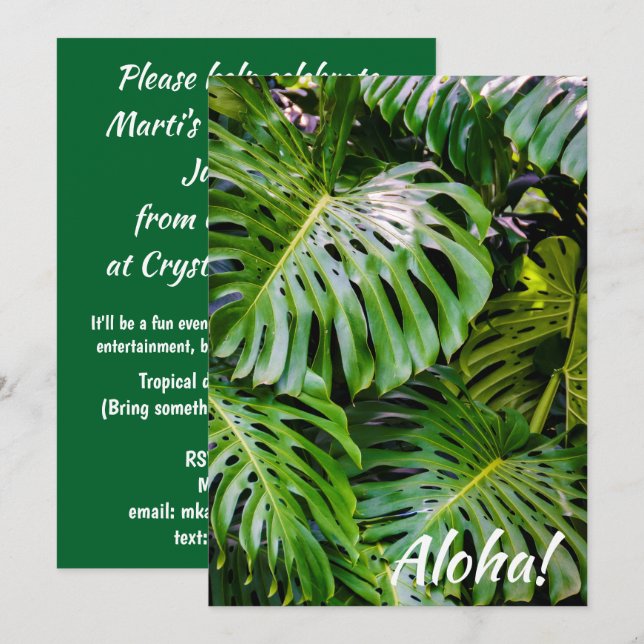 Monstera Blätter, Limahuli Gardens, Kauai, Hawaii Einladung (Vorne/Hinten)