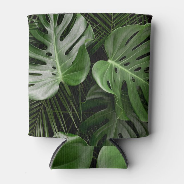 Monstera Blätter, luxuriöse tropische Anordnung. Dosenkühler (Vorderseite)