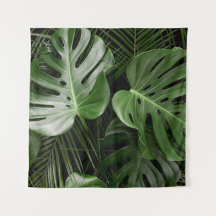 Monstera Blätter, luxuriöse tropische Anordnung. Wandteppich