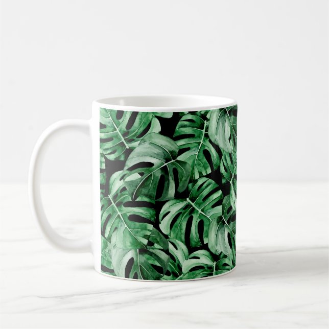 Monstera-Blätter-Muster Kaffeetasse (Links)