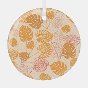 Monstera-Blätter: nahtloses tropisches Silhouette- Ornament Aus Glas