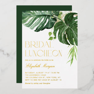 Monstera Blätter Sommer-Bridal Luncheon Folieneinladung