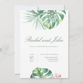 Monstera Blätter Tropical Wedding Einladung