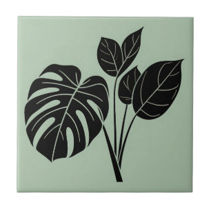 Monstera Blätter Tropischer Minimalistischer Salbe Fliese