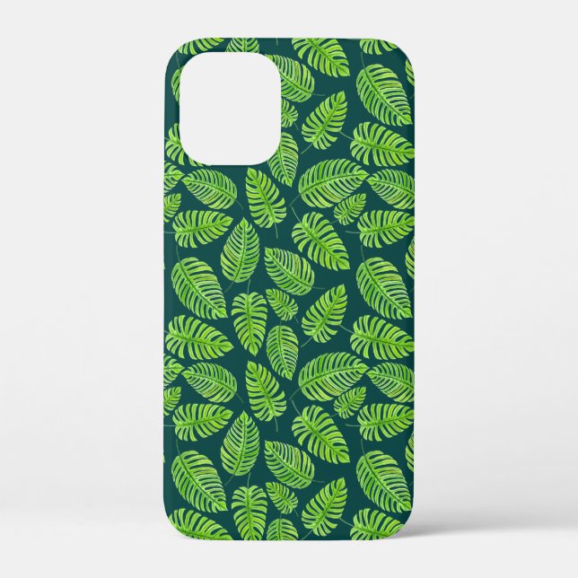 Monstera-Blätter, tropisches Aquarellmuster Case-Mate iPhone Hülle (Rückseite)