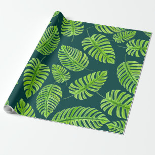 Monstera-Blätter, tropisches Aquarellmuster Geschenkpapier