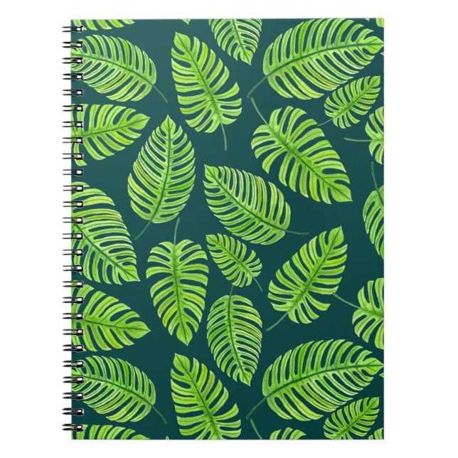Monstera-Blätter, tropisches Aquarellmuster Notizblock (Vorderseite)