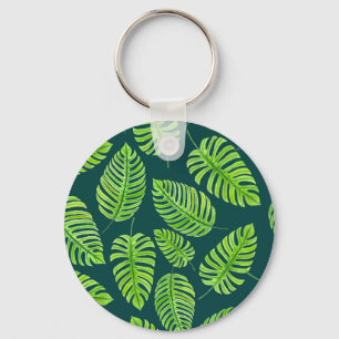 Monstera-Blätter, tropisches Aquarellmuster Schlüsselanhänger