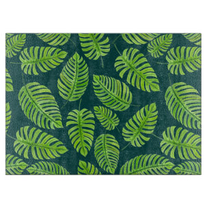 Monstera-Blätter, tropisches Aquarellmuster Schneidebrett