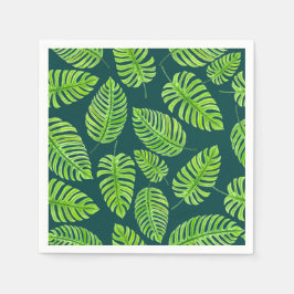 Monstera-Blätter, tropisches Aquarellmuster Serviette