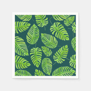 Monstera-Blätter, tropisches Aquarellmuster Serviette