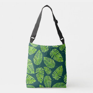 Monstera-Blätter, tropisches Aquarellmuster Tragetaschen Mit Langen Trägern