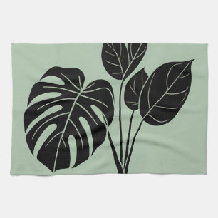 Monstera Blätter Tropisches Minimalistisches Salbe Geschirrtuch