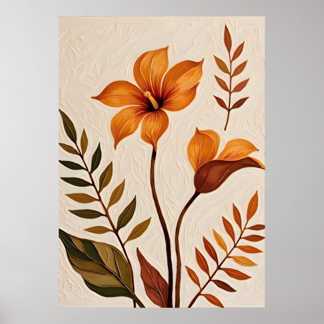 Monstera-Blätter und wilde Farne Poster (Vorne)